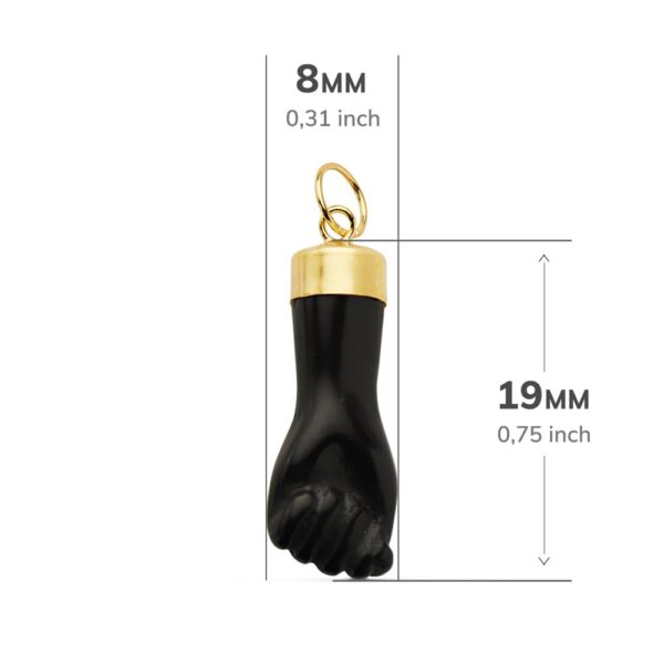 18K COLGANTE ORO AMARILLO HIGA MANO NEGRA 19X8 MM - Imagen 2
