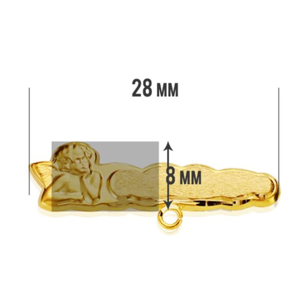 18K ALFILER ORO AMARILLO ANGELITO TALLADO 28X8 MM - Imagen 2