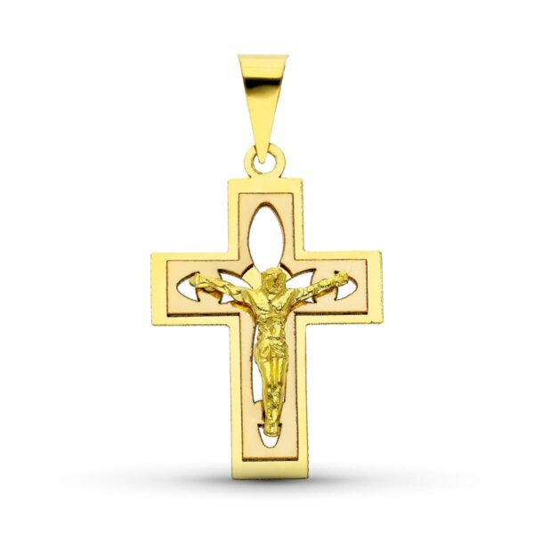 18K CRUZ CON CRISTO ORO BICOLOR 27X18 MM
