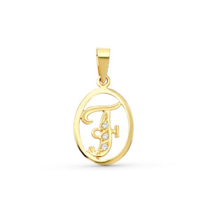18K COLGANTE ORO AMARILLO LETRA F CON CIRCONITAS