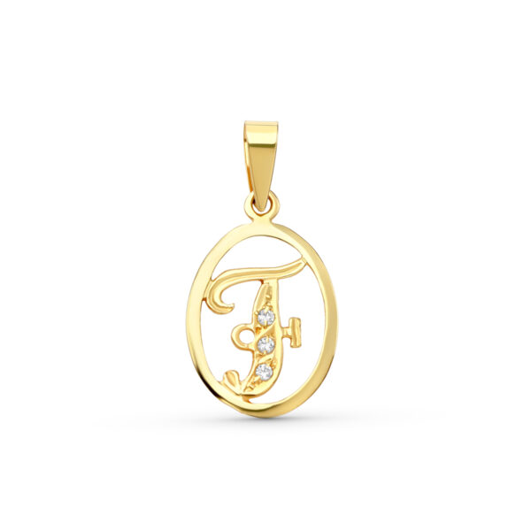 18K COLGANTE ORO AMARILLO LETRA F CON CIRCONITAS