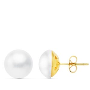 18K PENDIENTES PERLA JAPONESA ORO AMARILLO 11 MM CIERRE PRESION