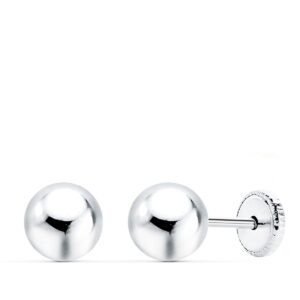 18K PENDIENTES BOLA LISA 7MM TUERCA ORO BLANCO