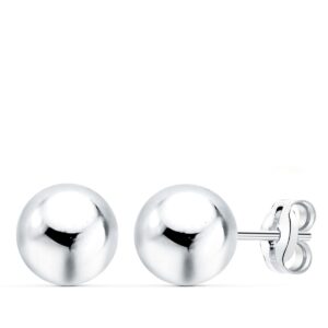 18K PENDIENTES BOLA LISA 4MM PRESION ORO BLANCO