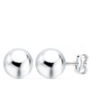 18K PENDIENTES ORO BLANCO BOLA LISA 8 MM CIERRE PRESION