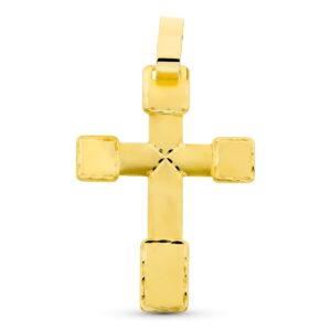 18K CRUZ ORO AMARILLO TALLADA 44X30 MM