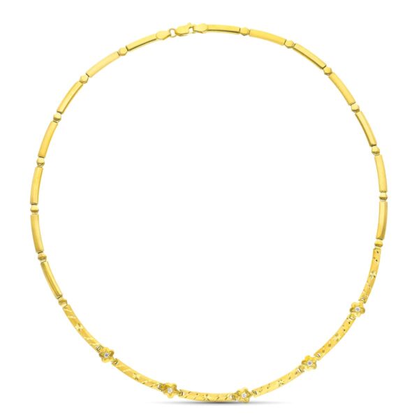 18K GARGANTILLA ORO AMARILLO MATE Y BRILLO TRAMOS TALLADOS Y CIRCONITA