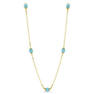 18K GARGANTILLA ORO AMARILLO BOLAS TURQUESA 50CM