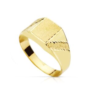 18K SELLO ORO AMARILLO HUECP RECTANGULO LATERAL TALLADO. ZONA GRABADO: 8.5 X 7.5 MM