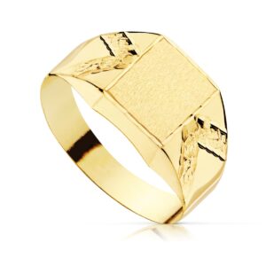 18K SELLO ORO AMARILLO HUECO RECTANGULO LATERAL TALLADO. ZONA GRABADO: 8,5 X 7,5 MM