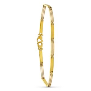 18K PULSERA ORO BICOLOR BARRAS MATE LONGITUD 19CM ANCHO 5 MM