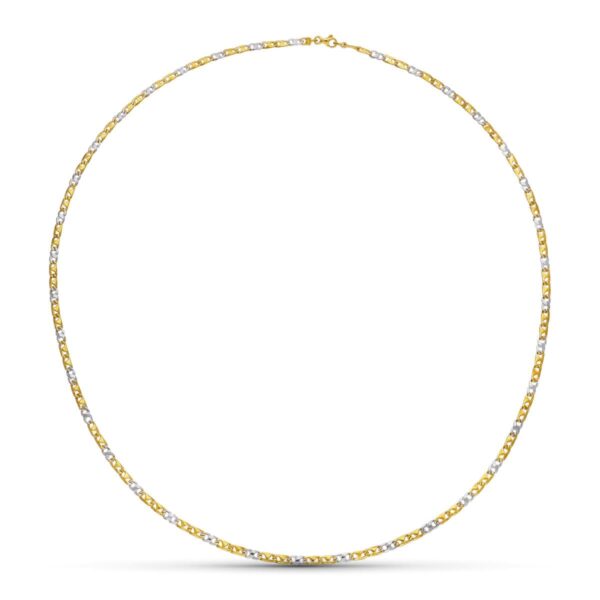 18K CADENA ORO BICOLOR MACIZA ESLABONES 45CM