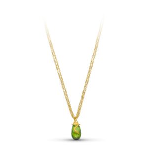 18K GARGANTLLA ORO AMARILLO PIEDRA VERDE 45CM
