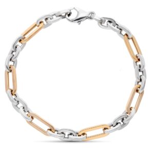 18K PULSERA ORO BICOLOR ESLABONES 19CM ANCHO 6 MM
