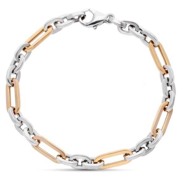 18K PULSERA ORO BICOLOR ESLABONES 19CM ANCHO 6 MM