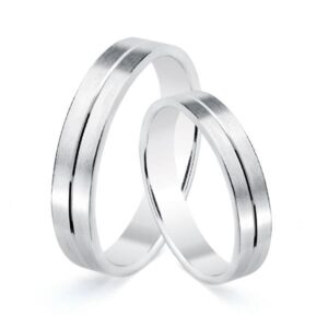 18K ALIANZA ORO BLANCO MATIZADA Y FILO CENTRAL BRILLO 5MM