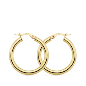 18K AROS ORO AMARILLO REDONDOS HUECOS 26X3 MM