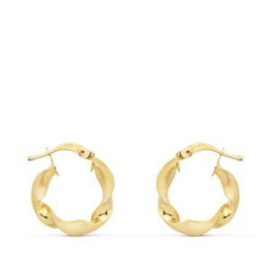 18K AROS ORO AMARILLO MATE Y BRILLO HUECOS 17 MM