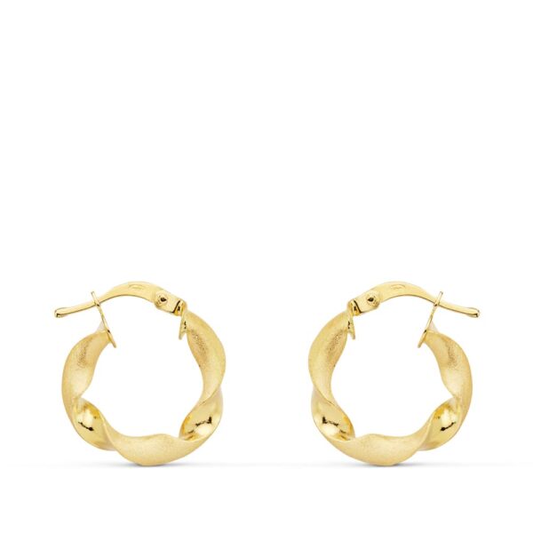 18K AROS ORO AMARILLO MATE Y BRILLO HUECOS 17 MM