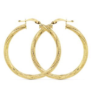18K AROS ORO AMARILLO HUECOS GRANILLADOS 29 MM