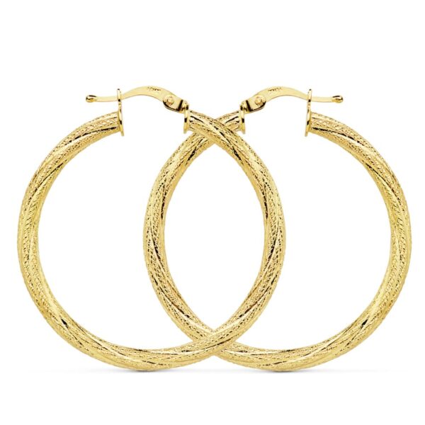 18K AROS ORO AMARILLO HUECOS GRANILLADOS 32X3 MM