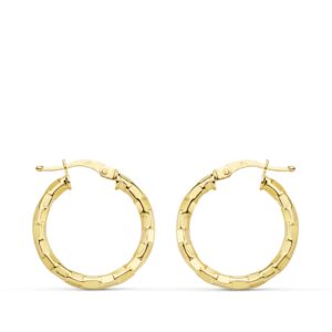 18K AROS ORO AMARILLO HUECOS CUADRADOS 20X2 MM