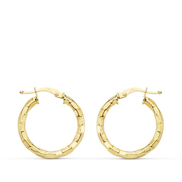 18K AROS ORO AMARILLO HUECOS CUADRADOS 20X2 MM