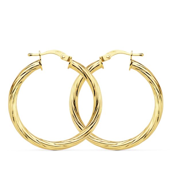 18K AROS ORO AMARILLO HUECOS BRILLO 29X3 MM