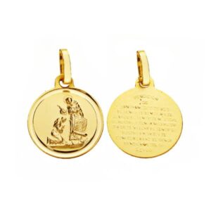 18K MEDALLA ORO AMARILLO BENDICION DE SAN FRANCISCO 14 MM BISEL
