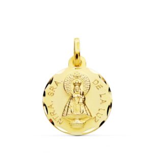 18K MEDALLA ORO AMARILLO NUESTRA SEÑORA DE LA LUZ TALLADA 16 MM