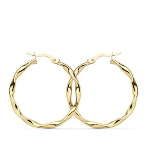 18K AROS ORO AMARILLO BRILLO RETORCIDOS 30X2.5 MM