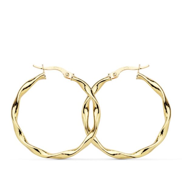 18K AROS ORO AMARILLO BRILLO RETORCIDOS 30X2.5 MM