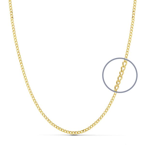 18K CADENA ORO AMARILLO BARBADA HUECA ANCHO 1 MM LONGITUD 40CM