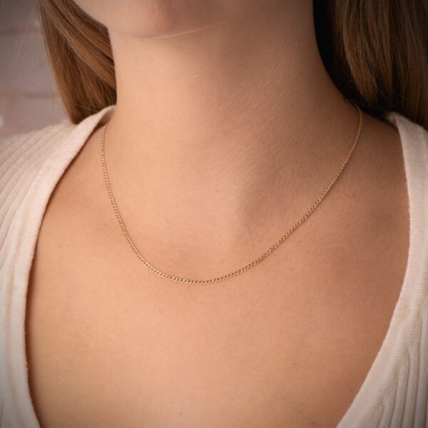 18K CADENA ORO AMARILLO BARBADA HUECA ANCHO 1 MM LONGITUD 40CM - Imagen 2