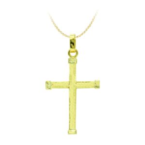 18K CRUZ ORO AMARILLO HUECA BICOLOR 39X24 MM