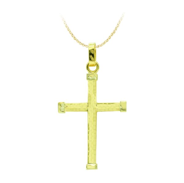 18K CRUZ ORO AMARILLO HUECA BICOLOR 39X24 MM