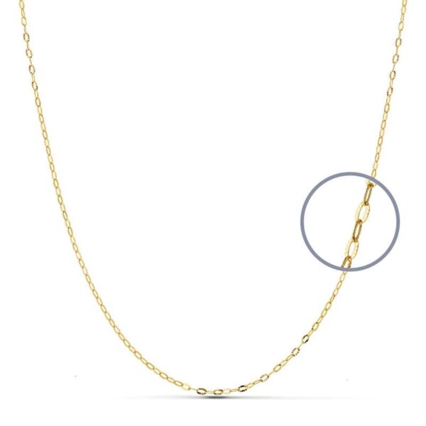 18K CADENA ORO AMARILLO ESLABONES OVALES TALLADOS. ANCHO: 1MM LARGO: 45CM