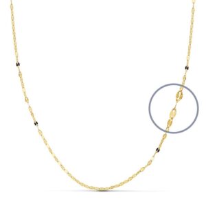 18K CADENA ORO AMARILLO MACIZA DIAMANTADA 40CM 1 MM