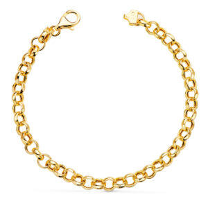 18K PULSERA ORO AMARILLO ROLO HUECA ANCHO 5,5 MM LARGO 19CM