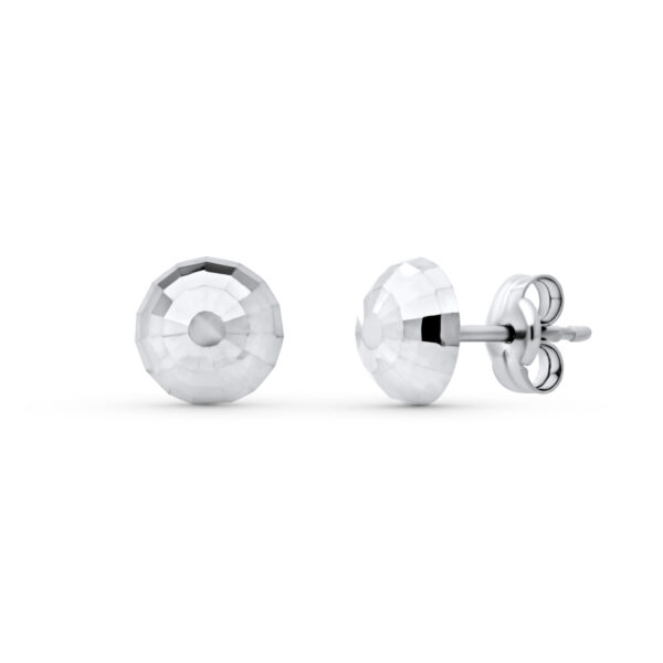 18K PENDIENTES ORO BLANCO MEDIA BOLA TALLADA 6 MM
