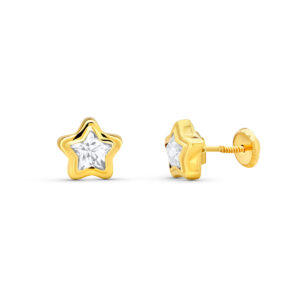 18K PENDIENTES ORO AMARILLO ESTRELLA 7X7 MM