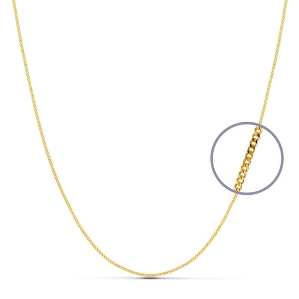 18K CADENA ORO AMARILLO MACIZA BARBADA 60CM 1 MM