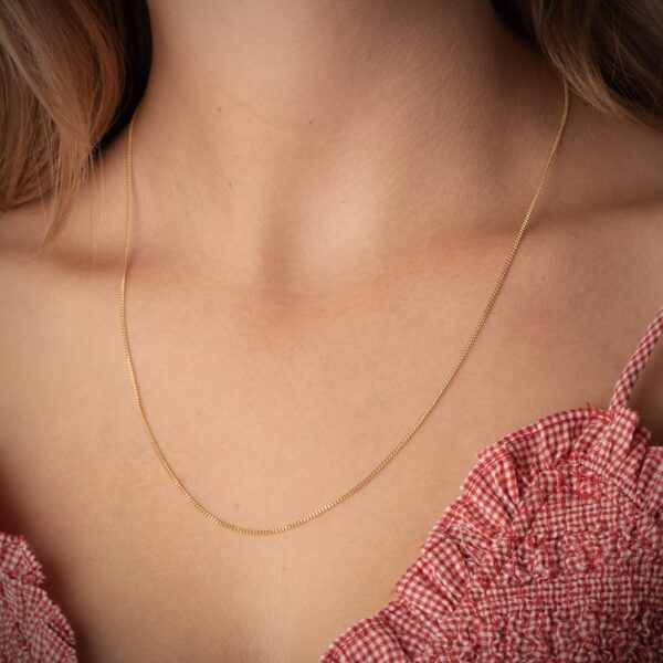 18K CADENA ORO AMARILLO MACIZA BARBADA 50CM 1 MM - Imagen 2