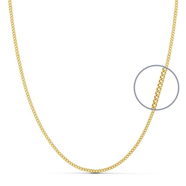 18K CADENA ORO AMARILLO MACIZA BARBADA 60CM ANCHO 1.2 MM