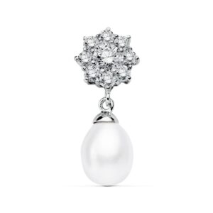 18K COLGANTE ORO BLANCO CUAJO Y PERLA 23X10 MM