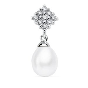 18K COLGANTE ORO BLANCO CUAJO Y PERLA 22X8 MM