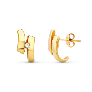 18K PENDIENTES ORO AMARILLO CIRCONITA 15X13 MM