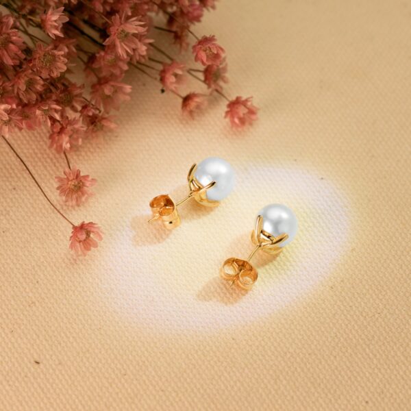 18K PENDIENTES ORO AMARILLO PERLA CULTIVADAS 8-8.5 MM CIERRE PRESION - Imagen 2