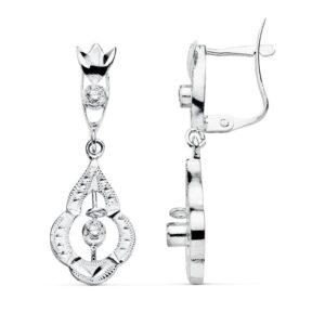 18K PENDIENTES CUBANAS ORO BLANCO 29X10 MM CIERRE CATALAN