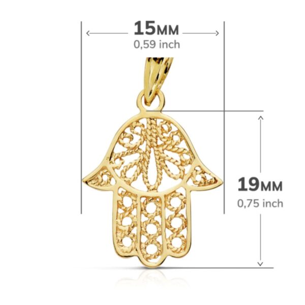 18K COLGANTE ORO AMARILLO MANO DE FATIMA 19X15 MM - Imagen 2
